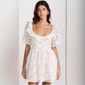 For Love And Lemons White Floral Mini Dress